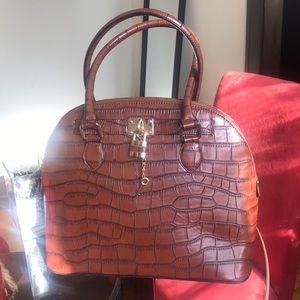 Brown faux leather embossed Aldo purse/tote